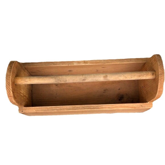 Vintage Farmhouse Wood Utility Cottage Tool Box Garden Tote 18” x 7” x 5.5” - Picture 3 of 5